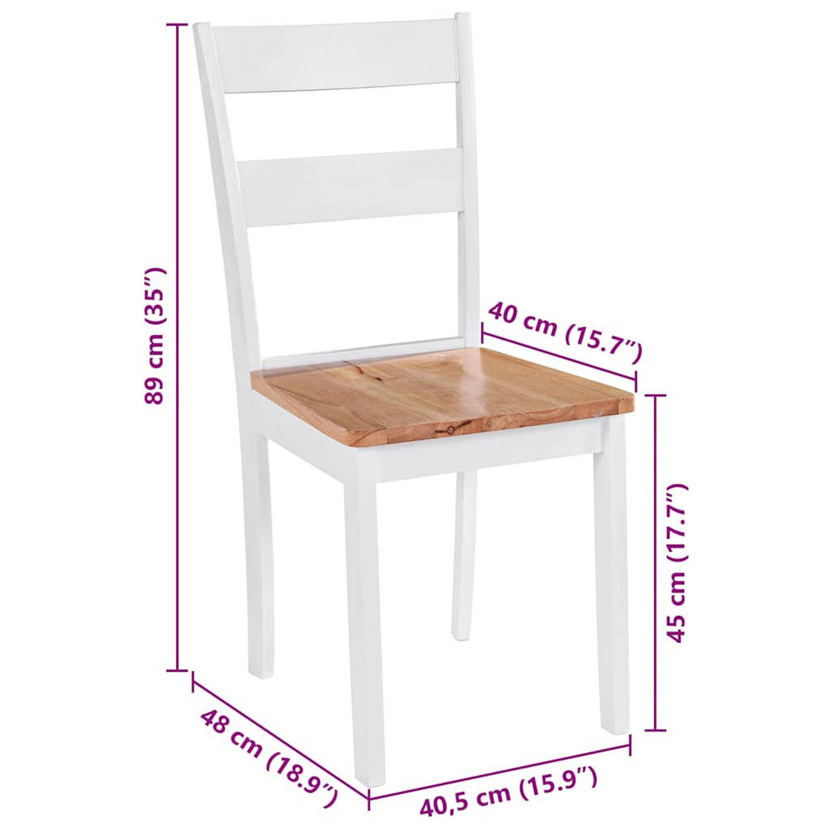ESSZIMMERSTÜHLE 4Er Set Weiss Massivholz Gummibaum - Weiß, Holz (48/89/40.5cm) - vidaXL