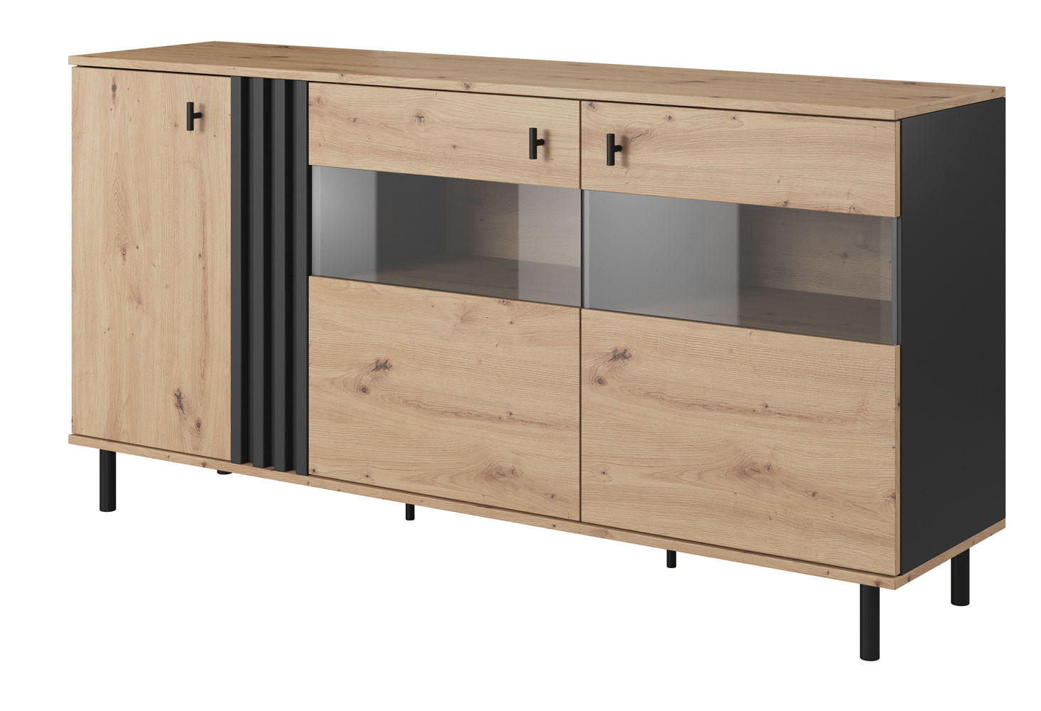 SIDEBOARD Madis sand grange eiche / anthrazit 165,1 cm / 40 cm / 82,2 cm - Braun, Holz/Holzwerkstoff (165/82/40cm) - Feldmann-Wohnen