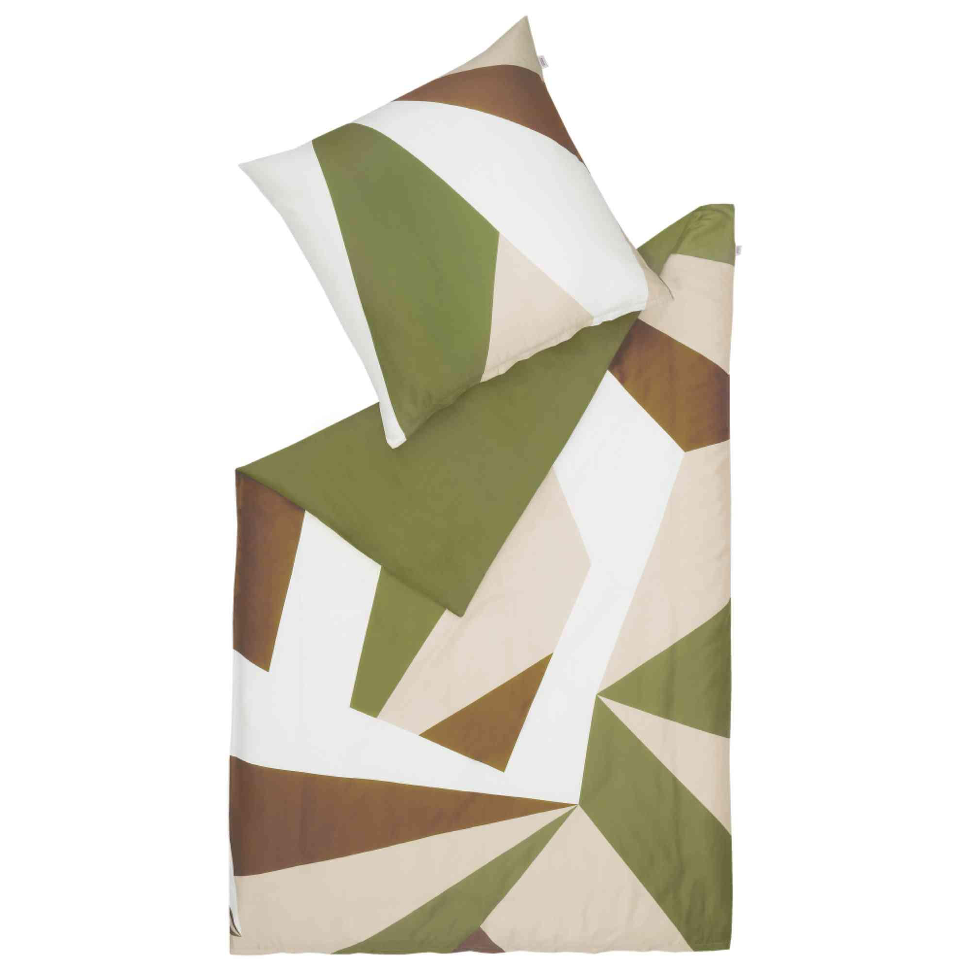 SATIN BETTWÄSCHE ORIGAMI - Grün, Textil (155/220cm) - Schöner Wohnen