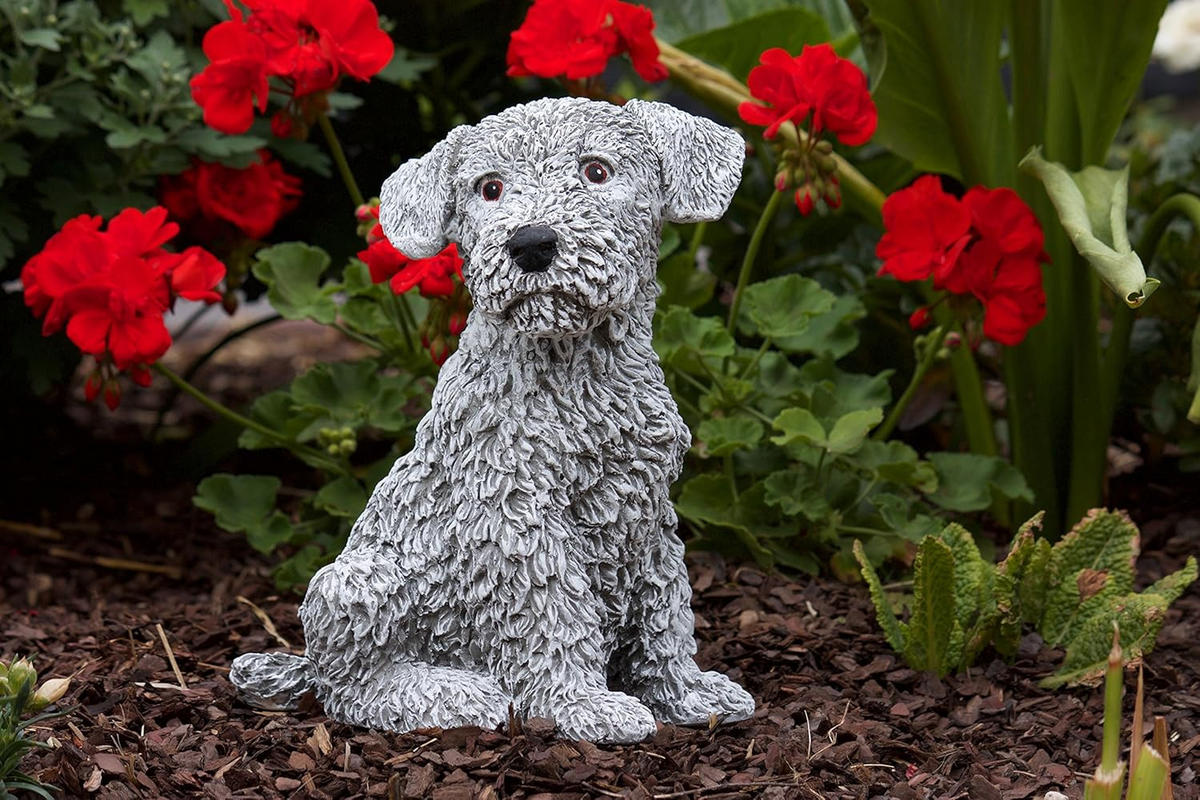STEINFIGUR Hund Terrier, Frostfest, Steinguss - Grau, Stein (16/24/18cm) - stoneandstyle