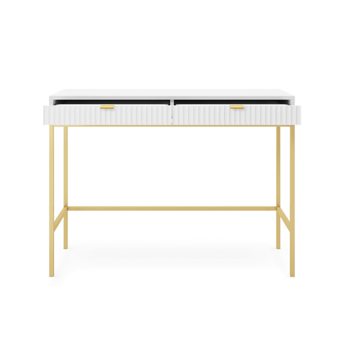 SCHMINKTISCH Nova Weiß, Golden Beine, Konsoletisch mit Schubladen - Goldfarben/Weiß, Holzwerkstoff/Metall (50/104/78cm) - Bettso