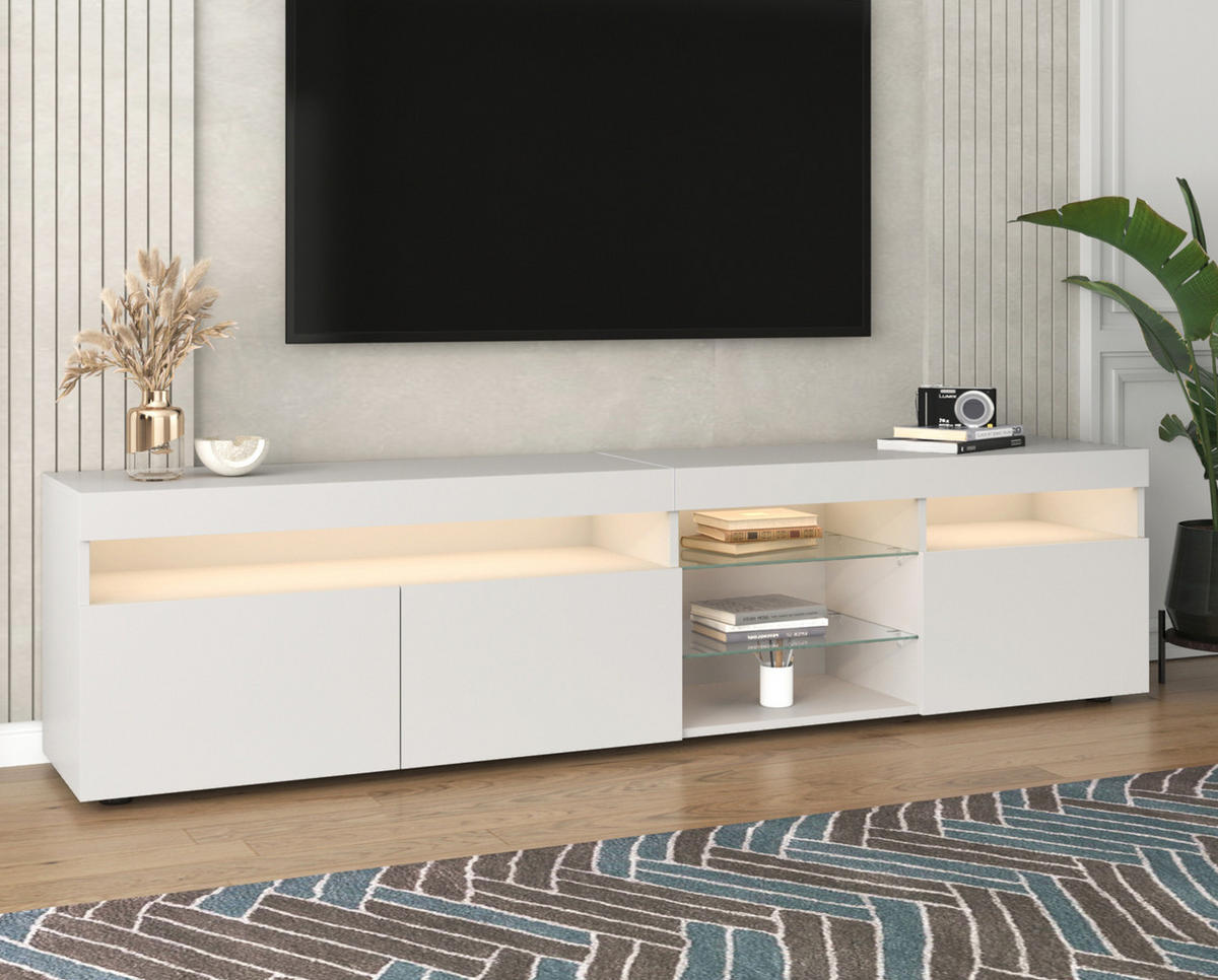 TV-SCHRANK Farbblock in Holzfarbe und Weiß 180/38/46 cm - Weiß, Holzwerkstoff (180/48/35cm) - Redom