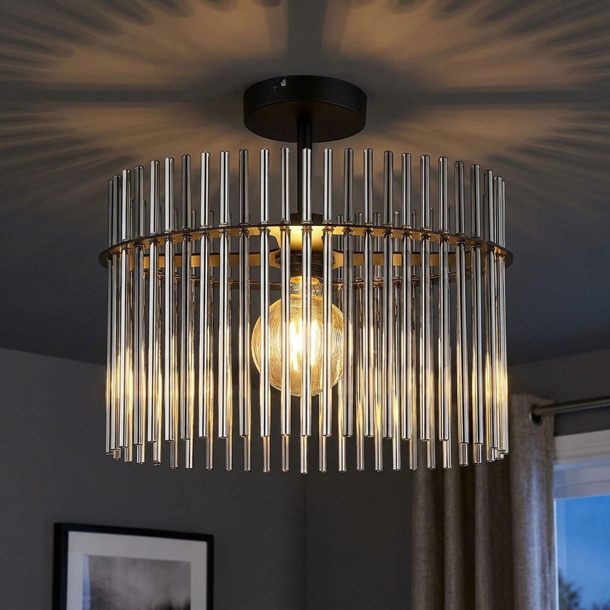 LED DECKENLEUCHTE GORLEY Rauchglas Grau - Grau, Glas (40/22/34cm) - Globo Lighting