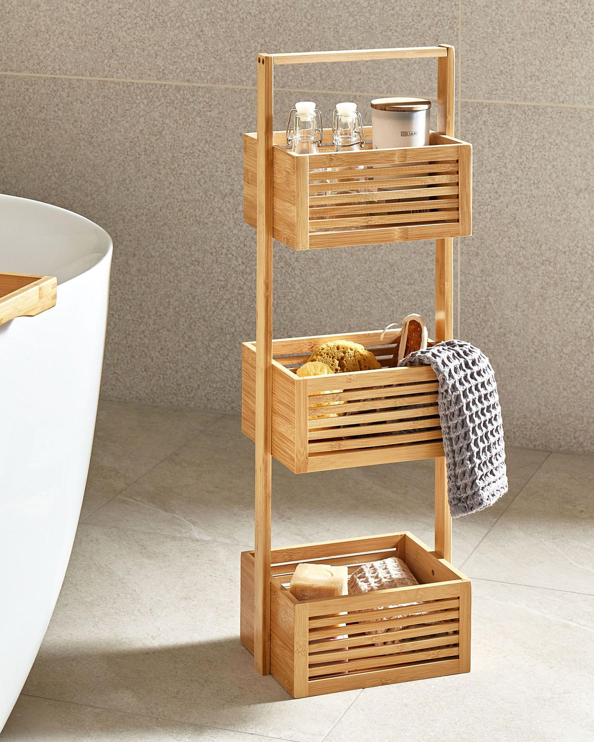 REGAL Bambusholz Hellbraun Waverly - Hellbraun, Holz (27/80/20cm) - Beliani