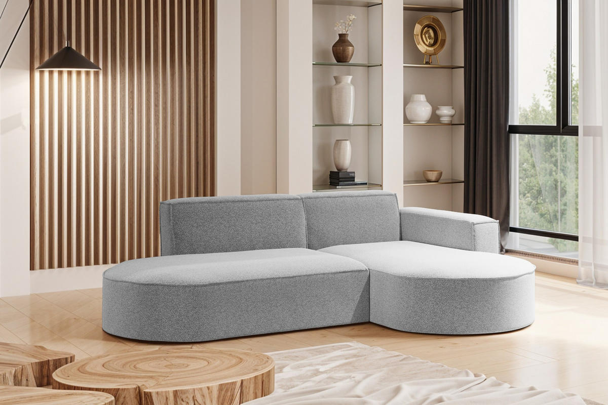 ECKSOFA Modernes L-förmiges Modena Studio Stoff Raven Hellgrau Rechts - Hellgrau, Holz/Textil (236/165cm) - Kaiser Möbel