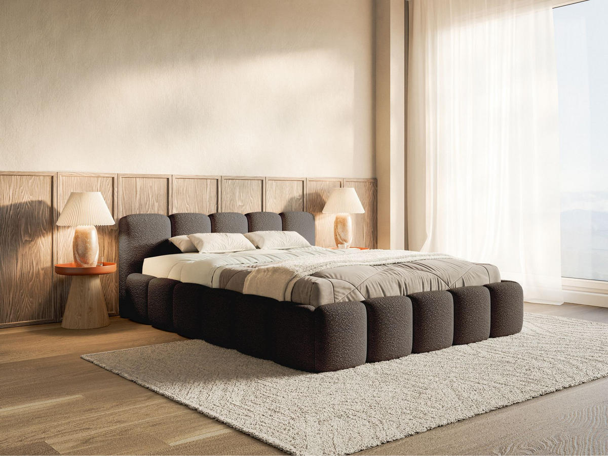 POLSTERBETT Cloudy Low Braun Bouclébezug 140x200 - Braun, Textil (140/200cm) - Selsey