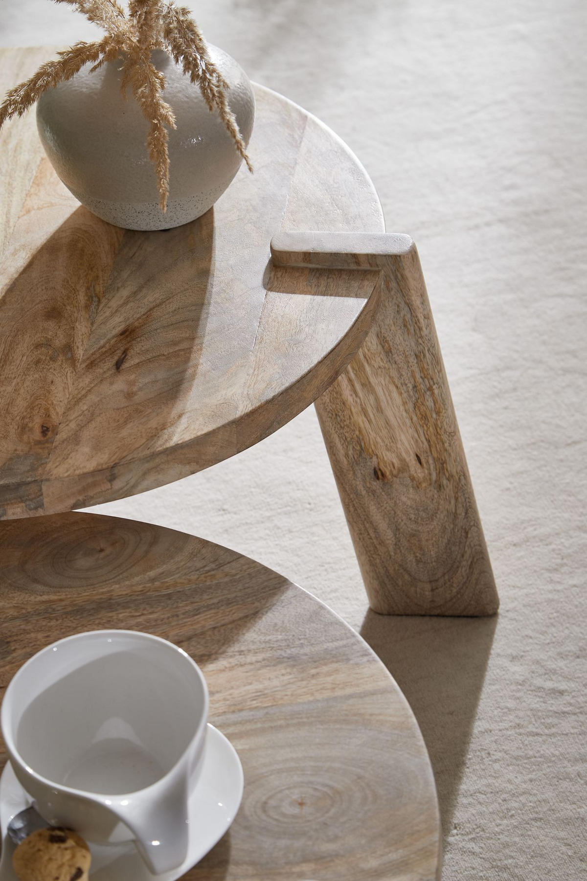 COUCHTISCH 2er Set Mango Massivholz Messingstreifen Handgefertigt HELEN, Beige 53x53x32 cm - Beige, Mangoholz/Holz (53/53/32cm) - KADIMA DESIGN
