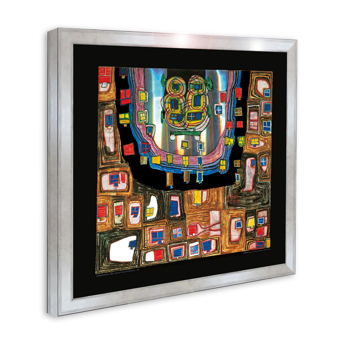 BILD gerahmt 53x53 cm Friedensreich Hundertwasser „Geburt eines Automobiles“ - Gelb, Holz (53/53cm) - artissimo