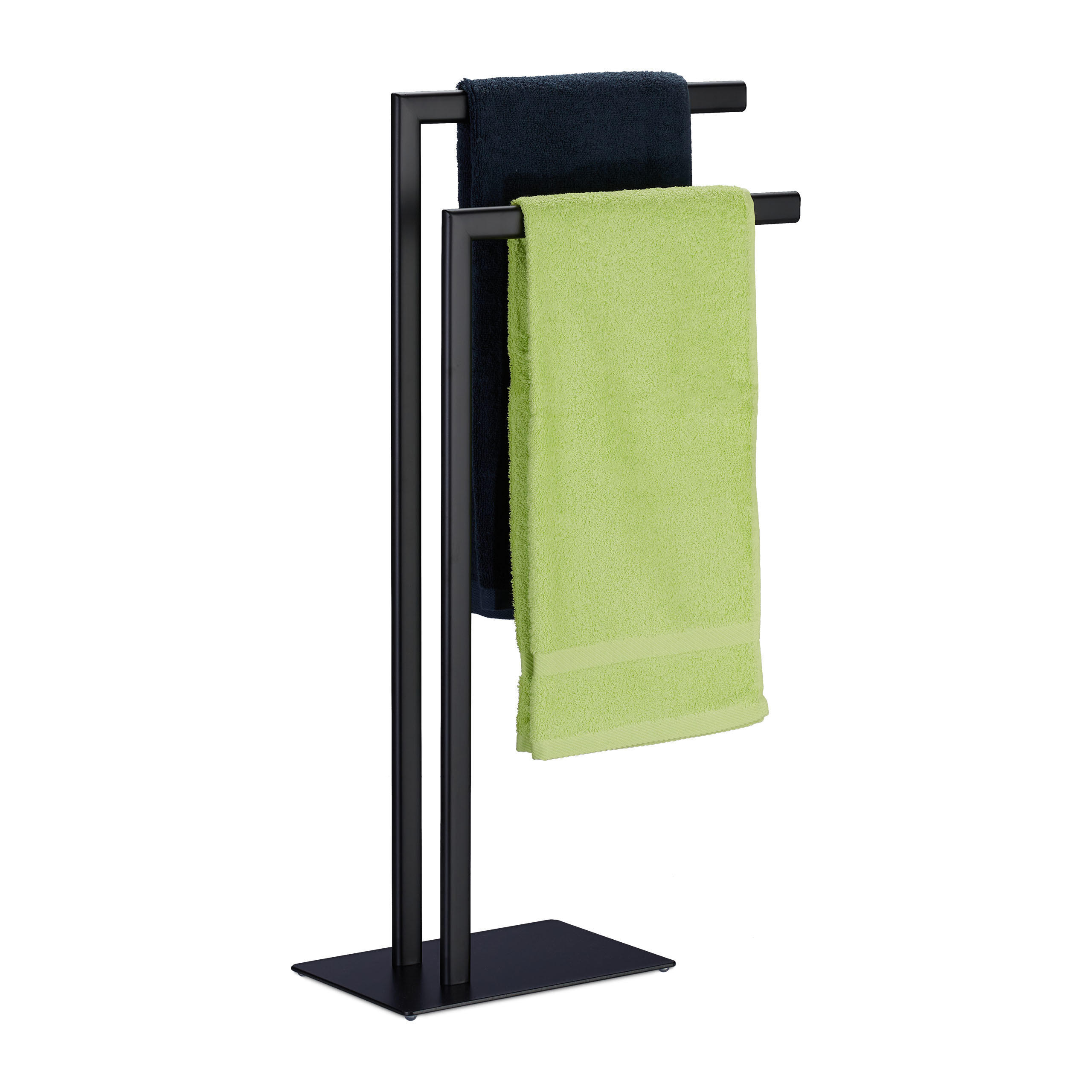HANDDUKSST&Auml;LL Svart st&aring;l frist&aring;ende 2 st&auml;nger 81 cm 81/49/20 cm
