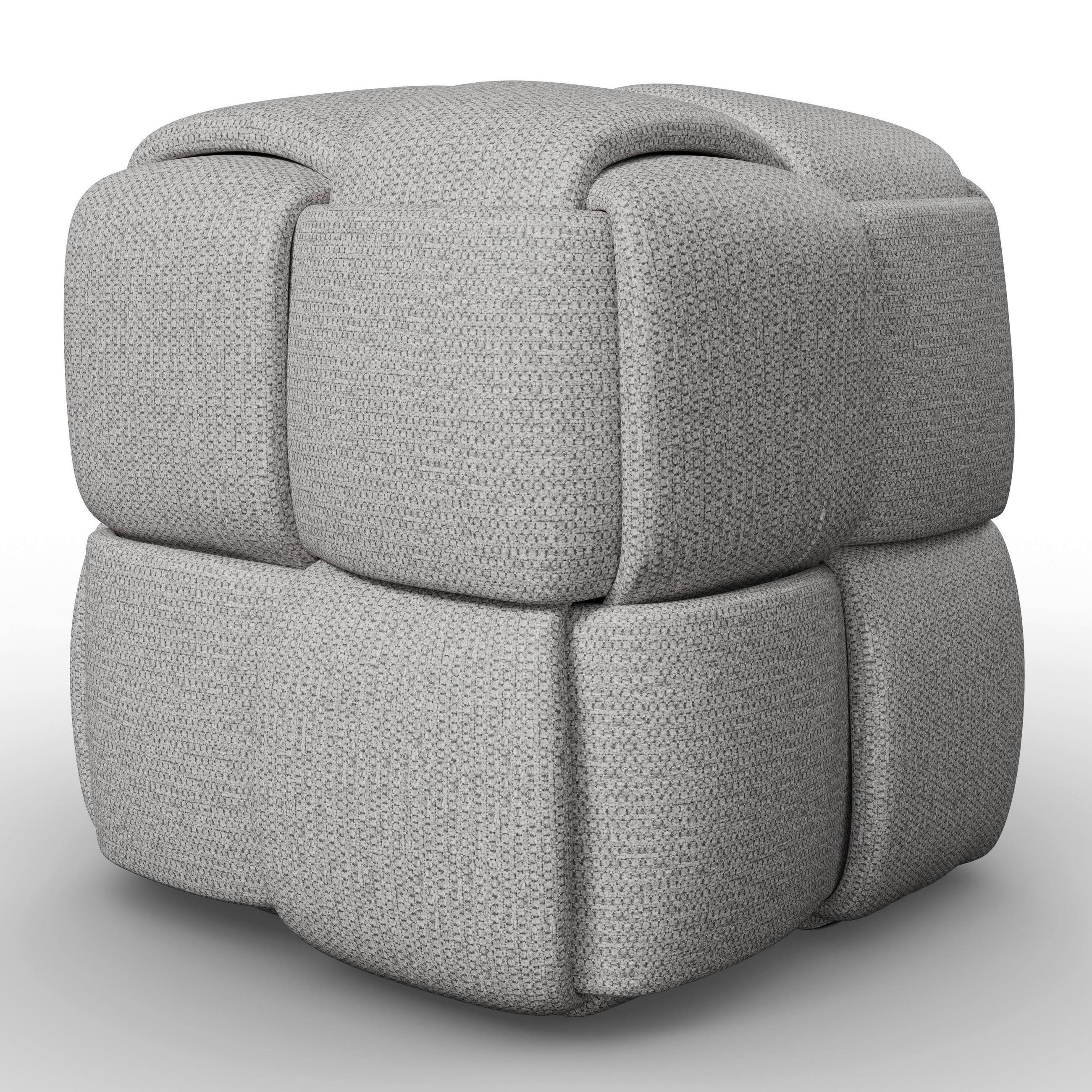 HOCKER Ella Grau Bouclé - Grau, Holz (45/45/45cm)