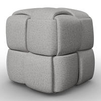 HOCKER Ella Grau Bouclé - Grau, Holz (45/45/45cm)
