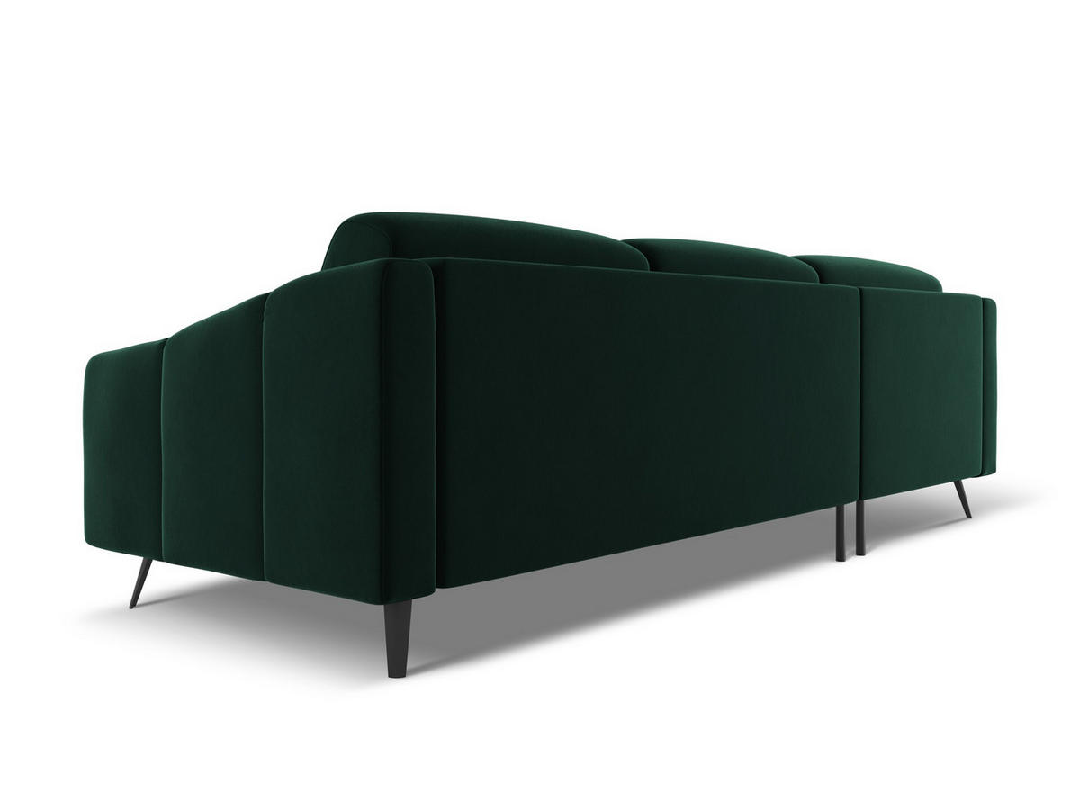 ECKSOFA Links Samt Stoff Grün - Dunkelgrün/Schwarz, Textil/Metall (160/264cm) - Makamii
