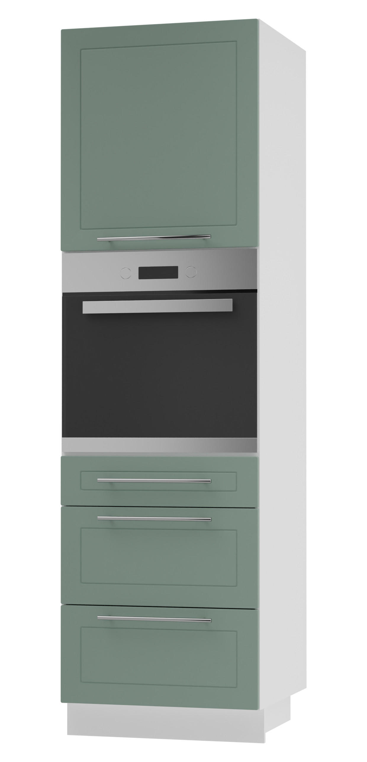 Feldmann-Wohnen Backofen-Hochschrank Mintgrün, Weiß 60x207x59 cm