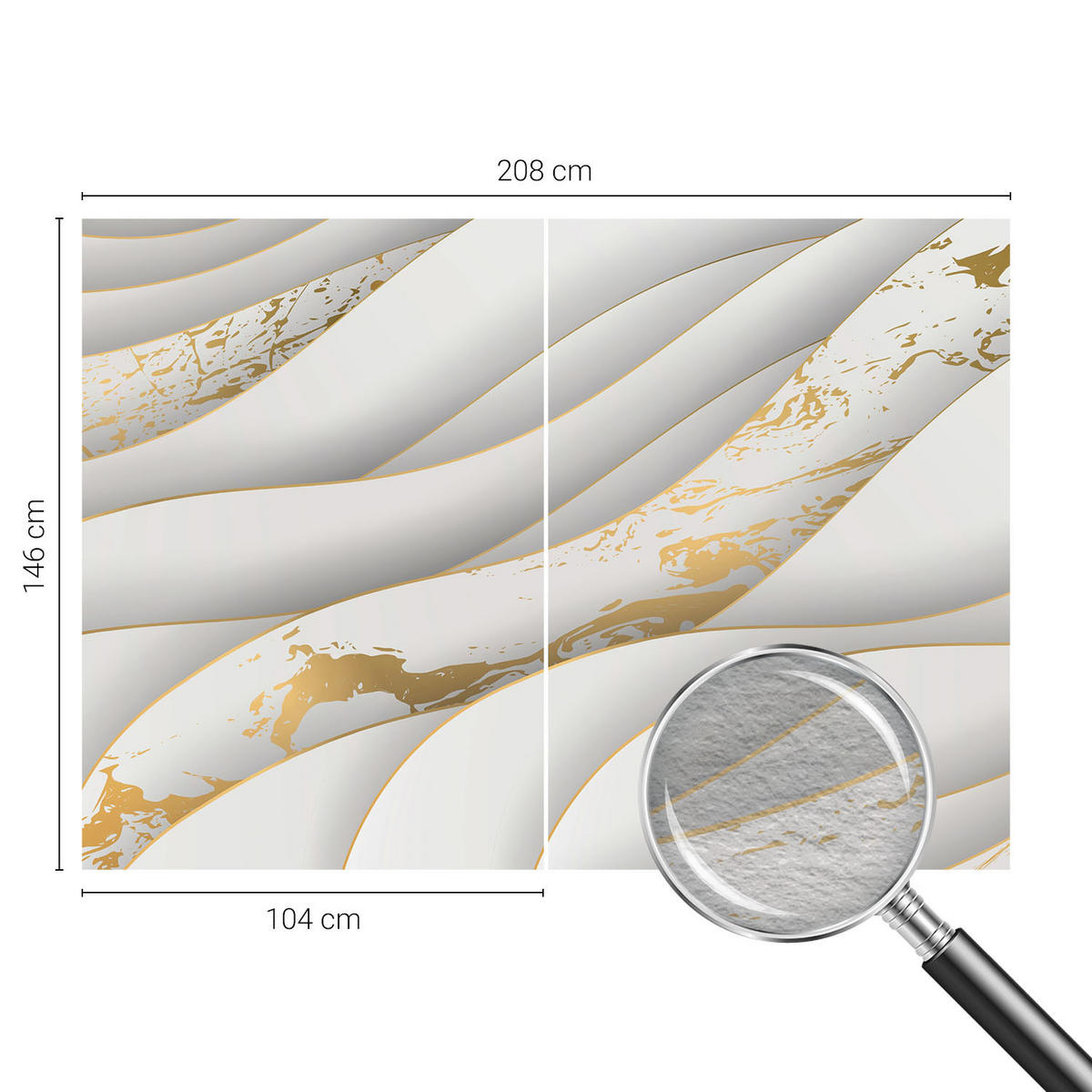FOTOTAPETE 208x146 cm - Dynamische Muster - Weiß, Textil (208/146cm) - Wallfluent