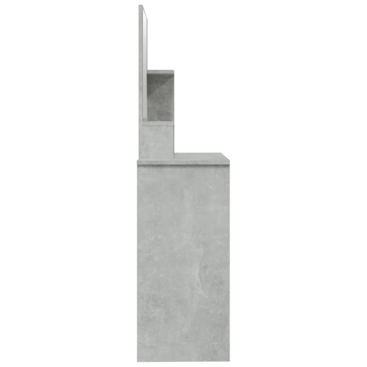 SCHMINKTISCH MIT SPIEGEL BETONGRAU 86,5X35X136 CM - Hellgrau/Grau, Holz (86.5/136/35cm) - vidaXL