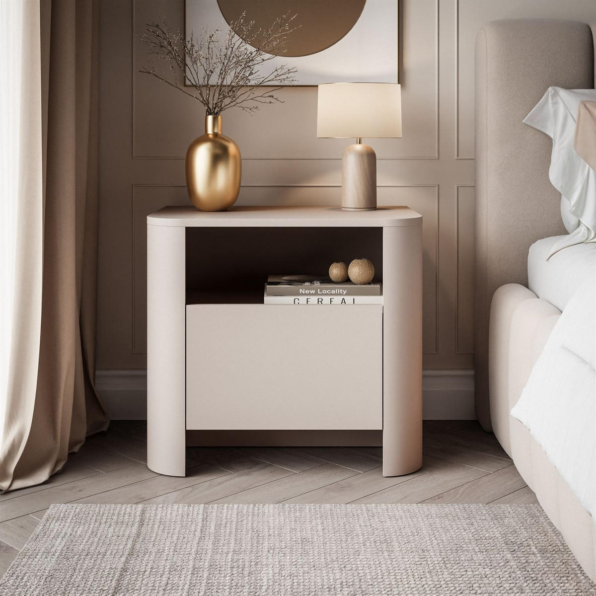 NACHTTISCH DESTINY KASCHMIR S-58 - Kaschmir, Holzwerkstoff (58/52/39cm) - Lookway