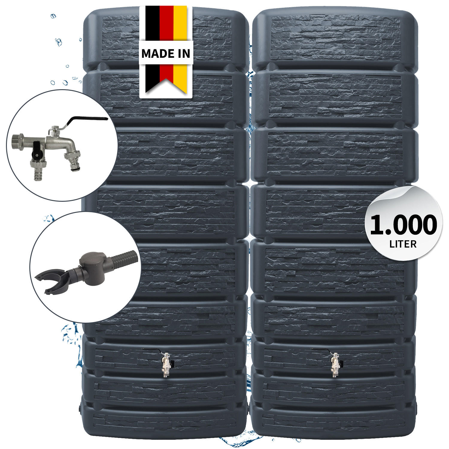 4rain Regentonnen Grau 51x184x150 cm