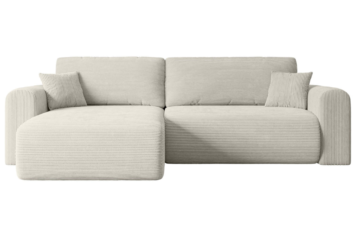 ALTDECOR ROHOVÁ SEDACÍ SOUPRAVA s funkcí lůžka a úložným prostorem ORRO-L – 272 × 145 × 83 cm, krémový manšestr