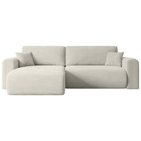 ECKSOFA mit Schlaffunktion und Bettkasten ORRO-L - 272x145x83 cm Hellgrau Cord - Hellgrau/Schwarz, Holzwerkstoff/Kunststoff (272/145cm) - ALTDECOR