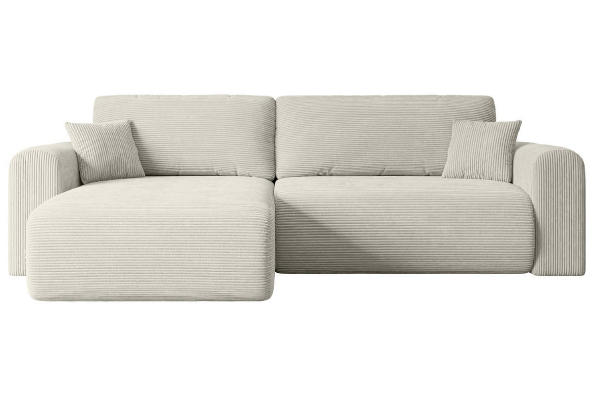 ECKSOFA mit Schlaffunktion und Bettkasten ORRO-L - 272x145x83 cm Hellgrau Cord - Hellgrau/Schwarz, Holzwerkstoff/Kunststoff (272/145cm) - ALTDECOR