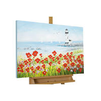 ACRYLBILD HANDGEMALT 90/60 cm - Blau/Rot, Holz/Textil (90/60cm) - KUNSTLOFT