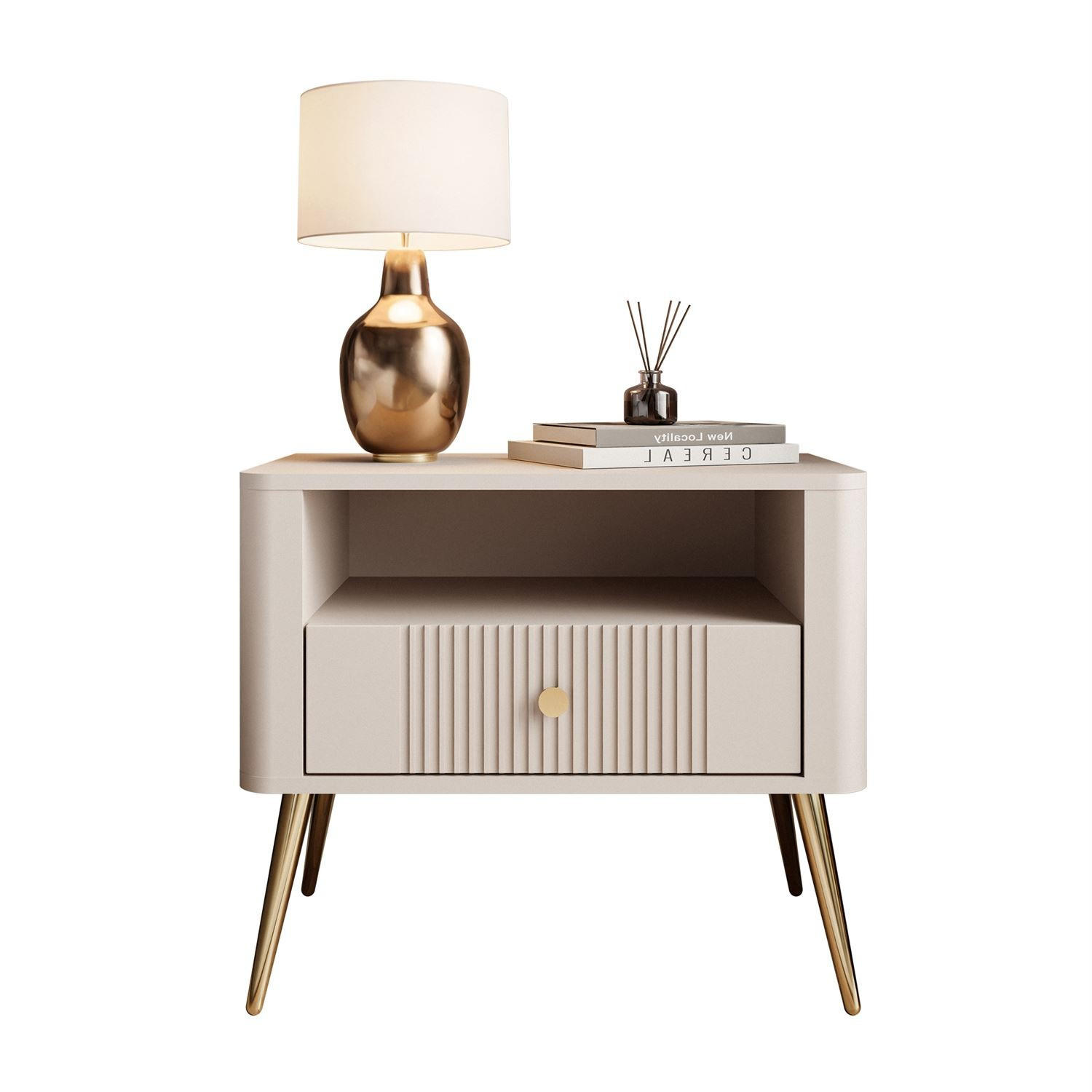 NACHTTISCH ELYSIA KASCHMIR mit Schublade - Kaschmir, Holzwerkstoff (65/55/39cm) - Lookway