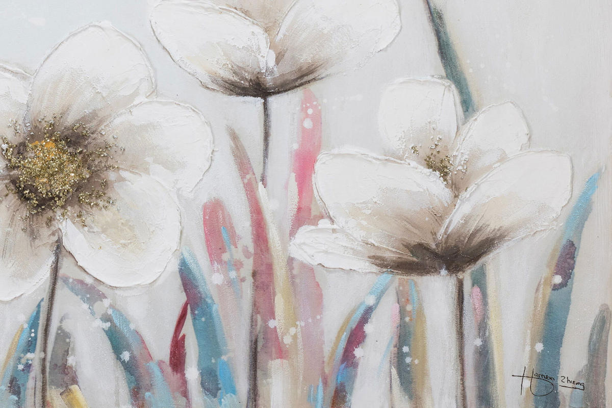 ACRYLBILD HANDGEMALT 120/60 cm - Beige/Weiß, Holz/Textil (120/60cm) - KUNSTLOFT