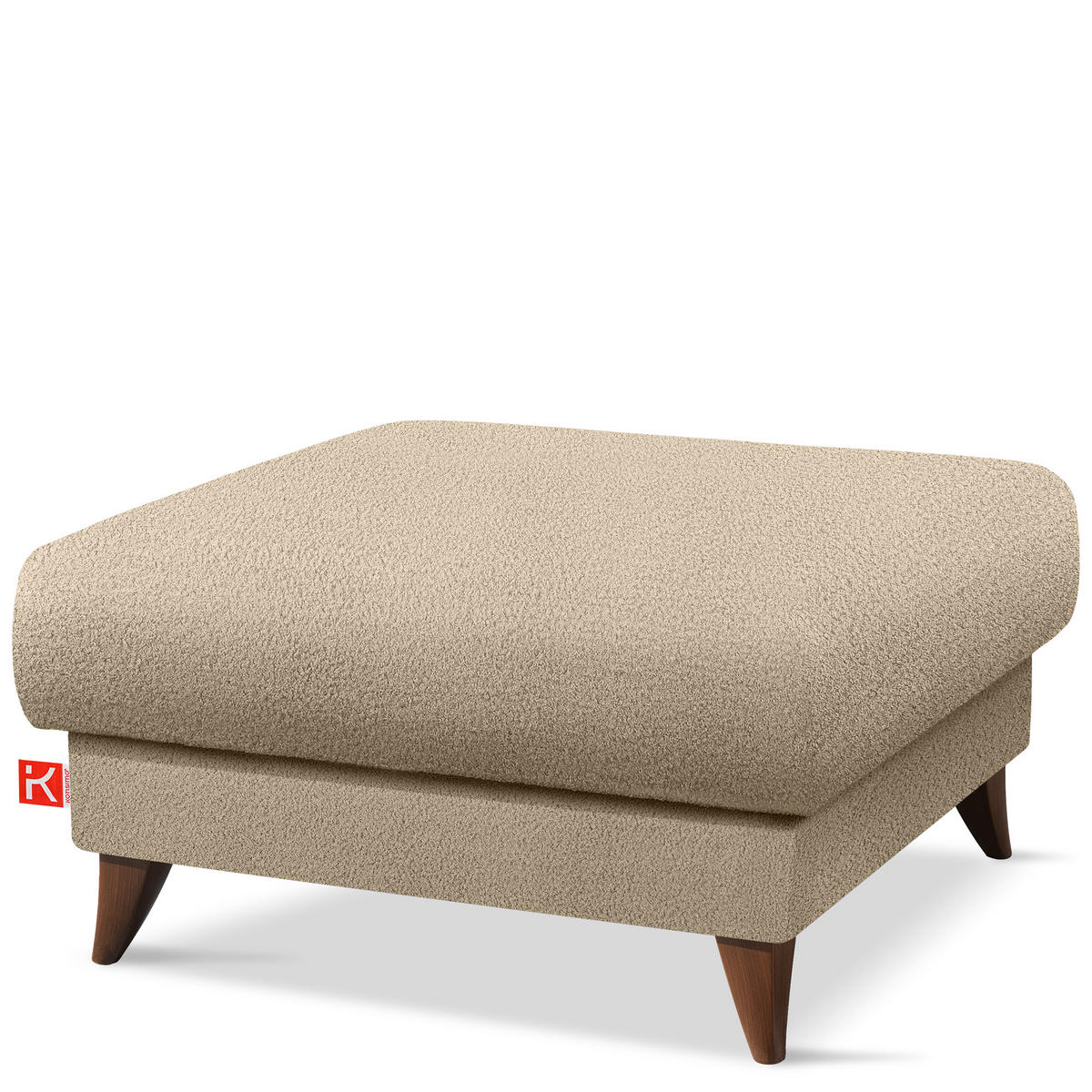 HOCKER GUSTAVO Bouclé, Beige - Beige, Holz/Holzwerkstoff (92/49/92cm) - KONSIMO®