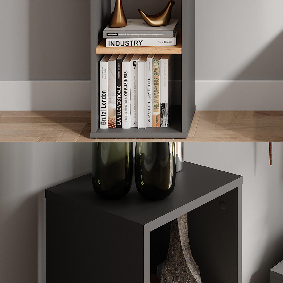 BOTNÍK Orlando Antracit/zlatý dub - medově dubová/antracitová, kompozitní dřevo (30/80.1/24cm) - Vicco