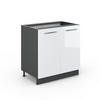 SPÜLENUNTERSCHRANK Fame-Line Weiß Hochglanz 80 cm mit Regal, ohne AP - Weiß Hochglanz/Anthrazit, Holzwerkstoff (80/82/51.6cm) - Vicco
