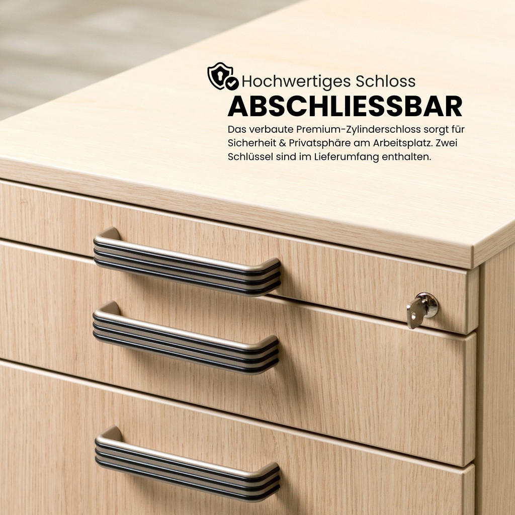 Thumbnail - bümö Standcontainer, Graphit, Holzwerkstoff, Nachbildung, 5 Schubladen, Rechteckig, 42.8x72x80 cm, FSC Mix, Arbeitszimme...