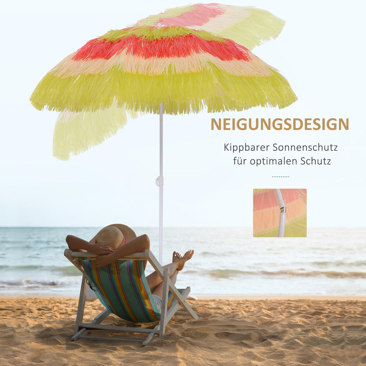 SONNENSCHIRM, Kunststoff, Bunt - Multicolor, Kunststoff (160/160cm) - Outsunny