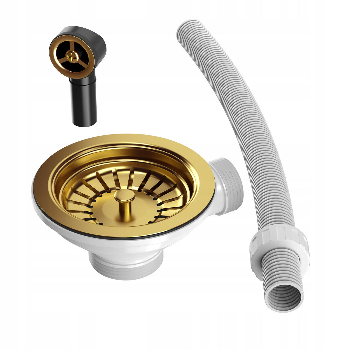 GRANITSPÜLE Milano mit Siphon Armatur - Weiß, Kunststoff/Stein (57/46/16cm) - Granitan