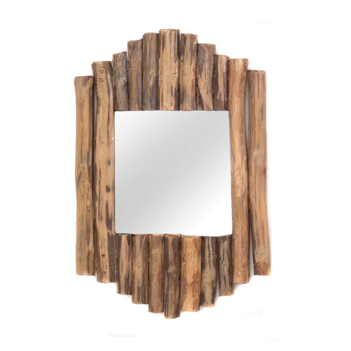 WANDSPIEGEL Harmonica 56x37 cm Teak Treibholz naturfarben - Naturfarben, Holz (37/56/5cm) - DESIGN DELIGHTS