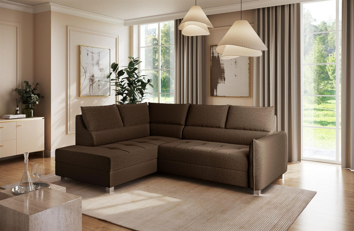 ECKSOFA Marno - Braun, Holzwerkstoff/Textil (260/200cm) - Fun Möbel