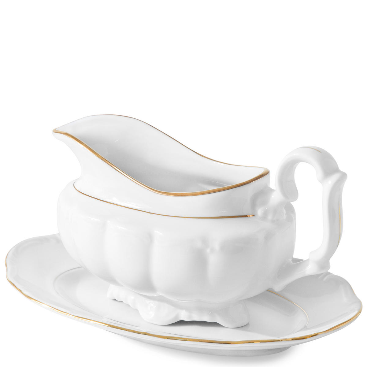 SAUCIERE Chodziez MARIA TERESA Porzellan mit Goldrand, Weiß / Gold - Goldfarben/Weiß, Keramik (10cm) - KONSIMO®