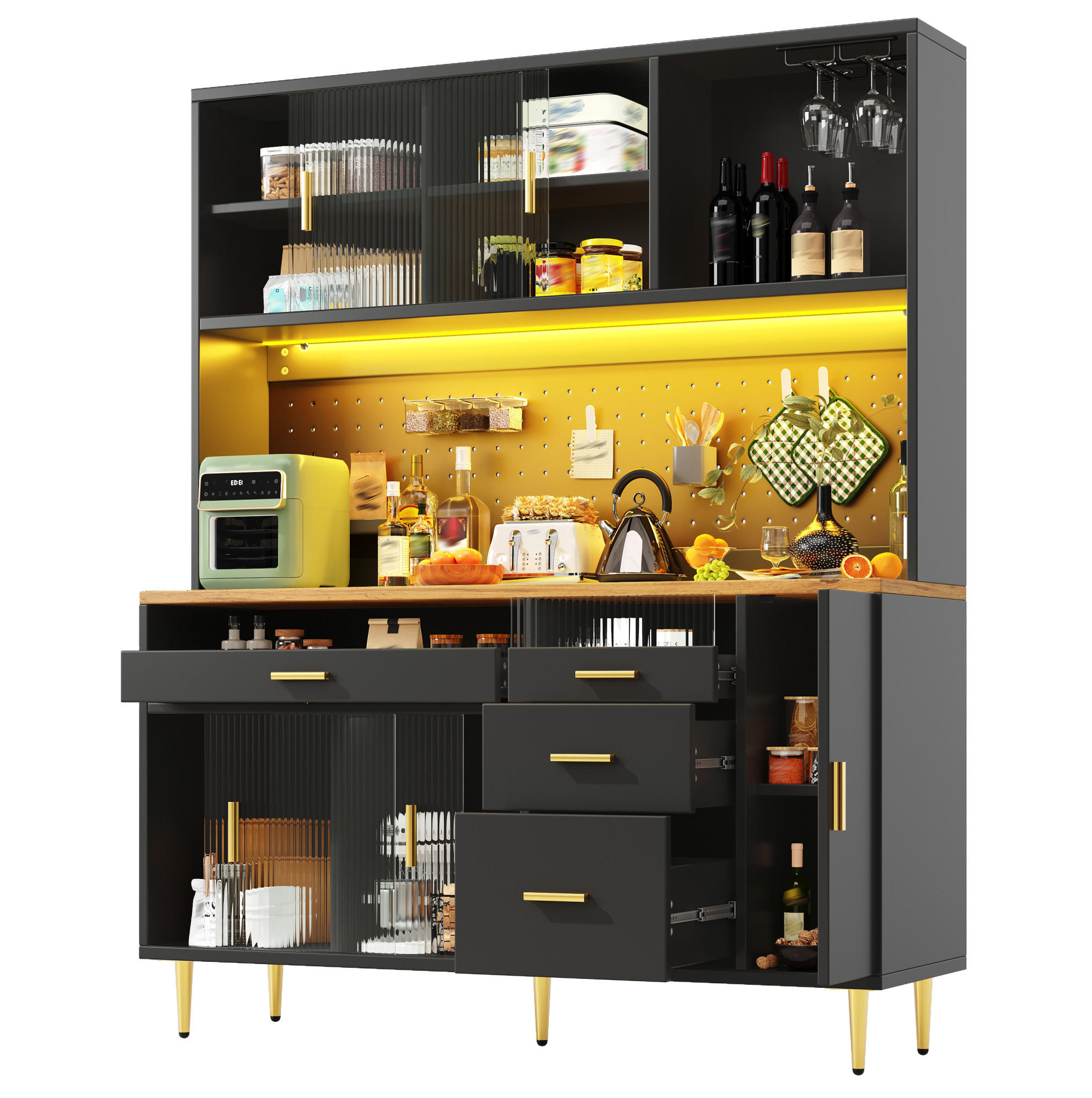 Meubliv Hochschrank Schwarz 24x171x145 cm