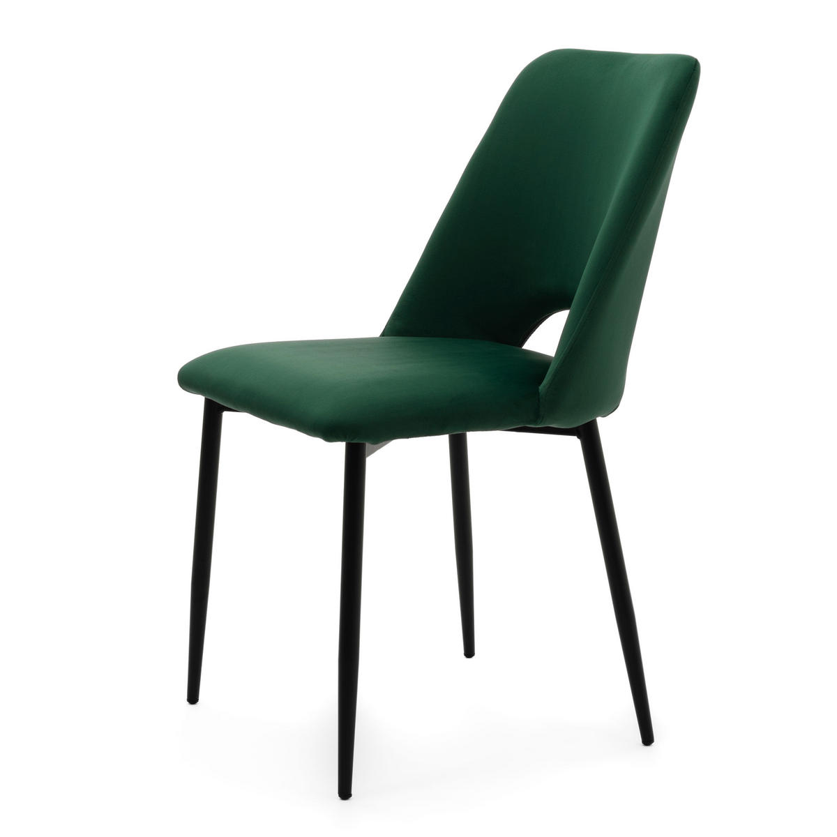 STUHL ORO gepolsterter mit Steppung - grün - Samt Velour - Schwarz/Grün, Textil/Metall (47/91/55cm) - NEW HOME