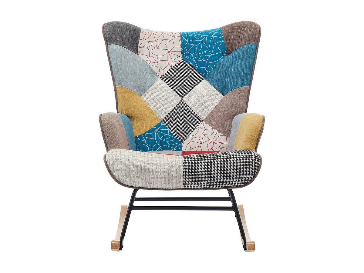 SCHAUKELSESSEL - melierter Stoff - Patchwork - mehrfarbig - ELMINA II - Multicolor, Textil (86/91/68cm) - Vente-Unique