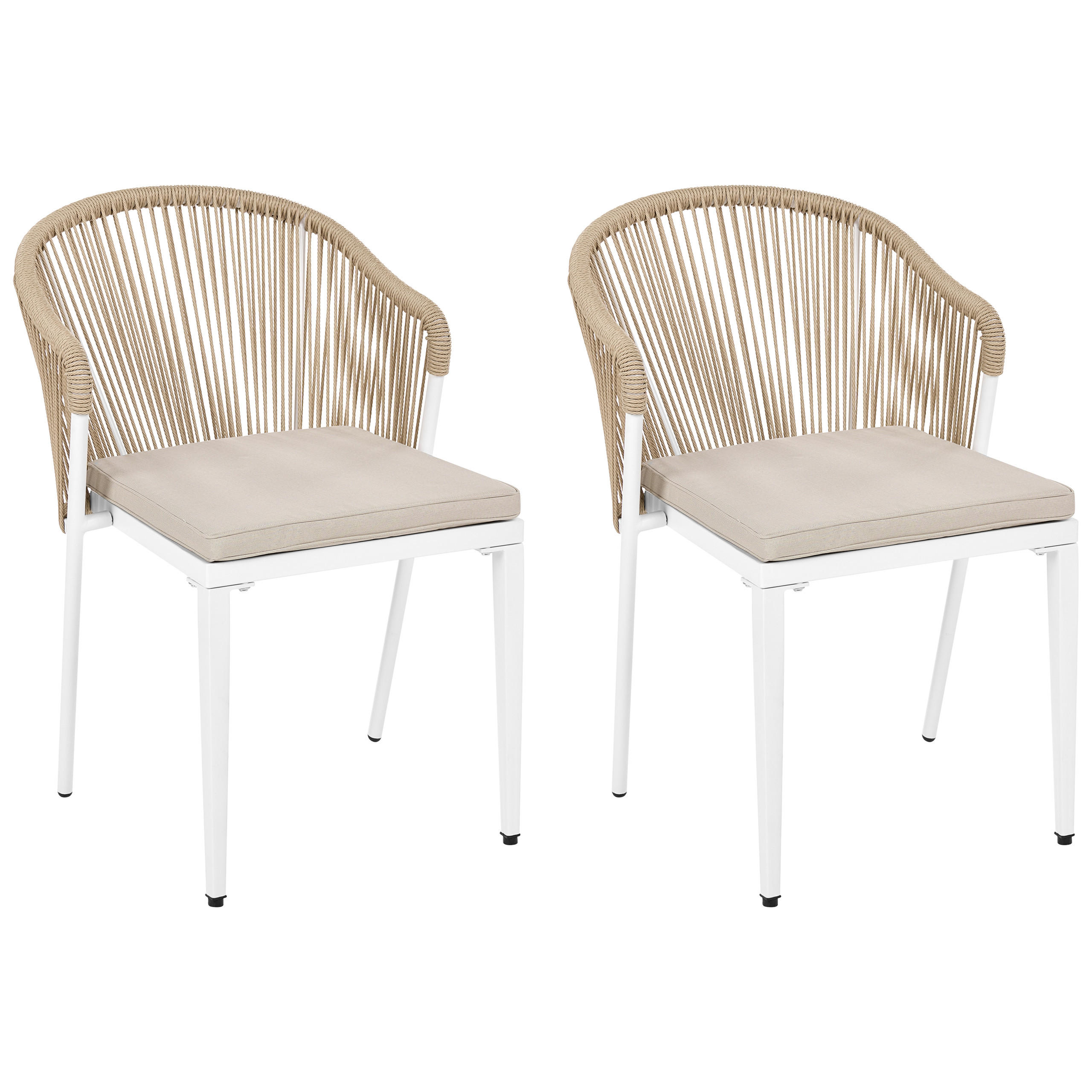 STUHL 2er-Set und Sitzkissen Metall Beige Paranea - Beige/Weiß, Metall (46/80/47cm) - Beliani