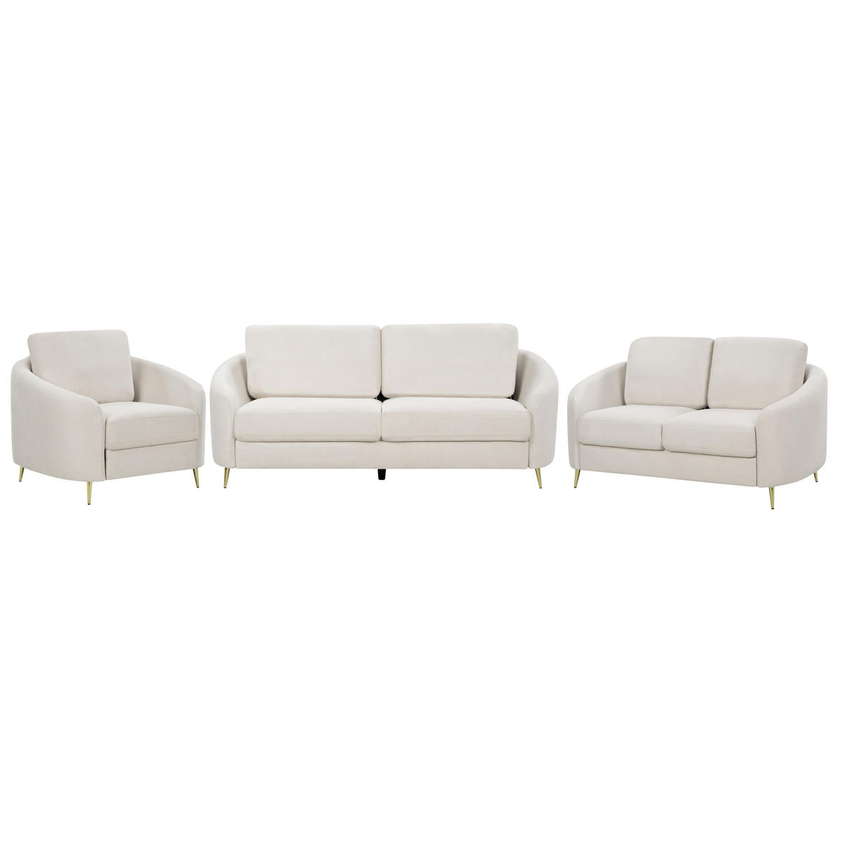 6-SITZER-SOFA SET hellbeige/gold Trosa - Beige/Goldfarben, Textil (86/86/203cm) - Beliani