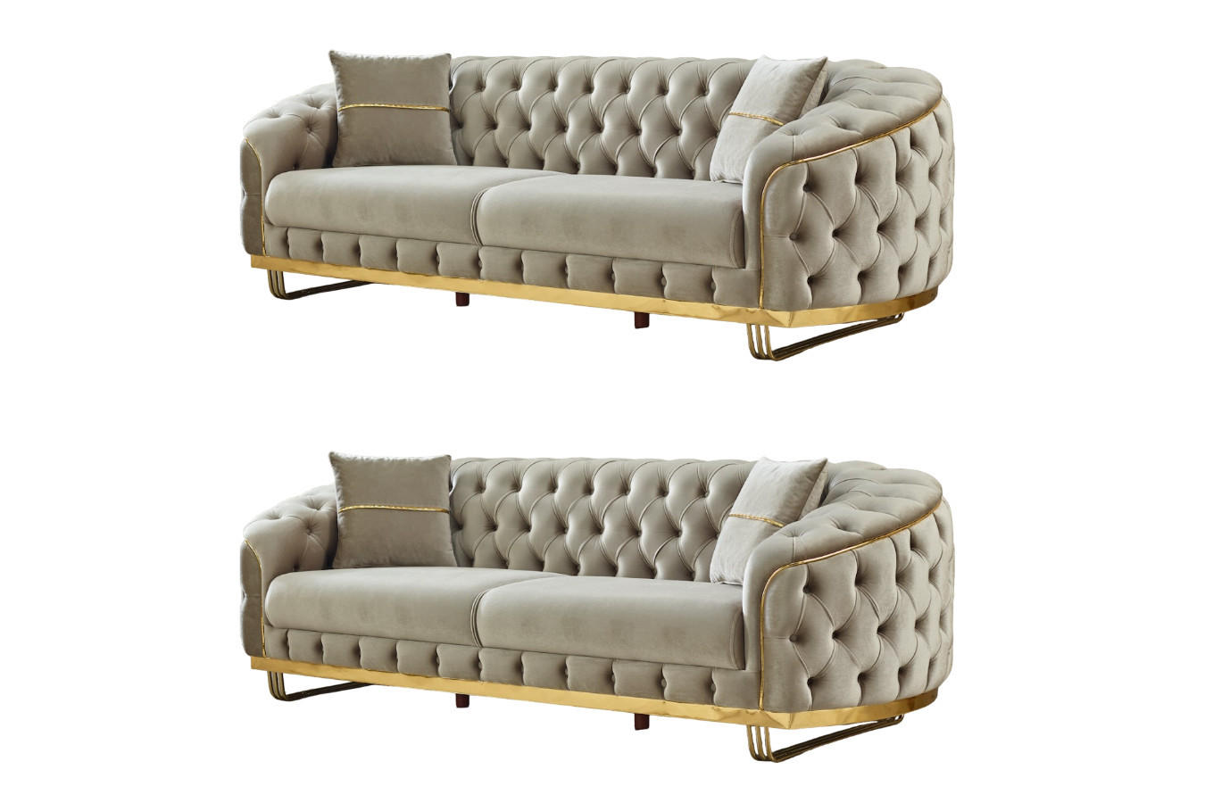 SITZGARNITUR Bellezza Taupe Stellvariante:3+2 - Taupe, Holz (235/85/95cm) - Villa Möbel