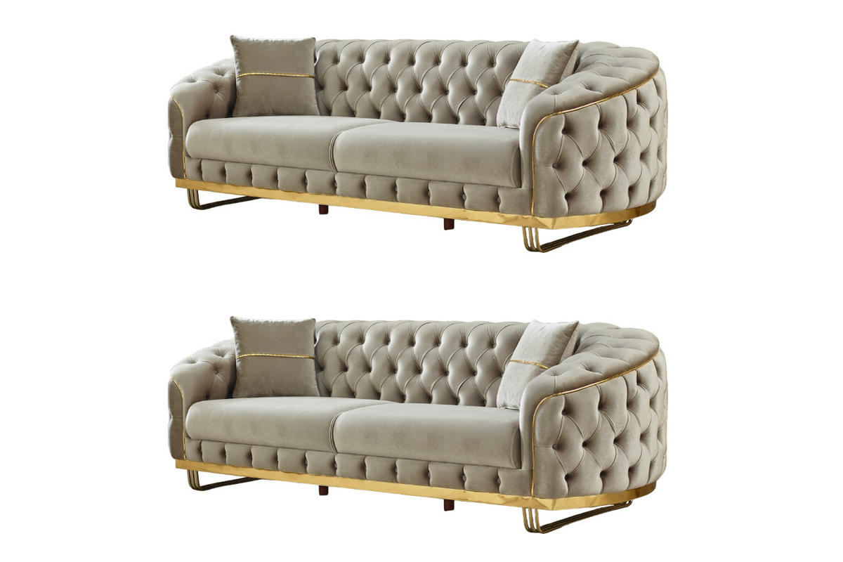 SITZGARNITUR Bellezza Taupe Stellvariante:3+2 - Taupe, Holz (235/85/95cm) - Villa Möbel