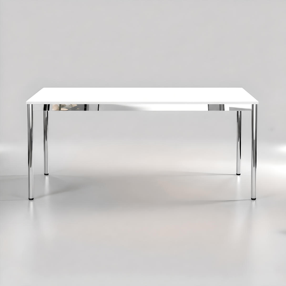 SCHREIBTISCH VST1 160 x 75 cm Weiß – höhenverstellbar - Chromfarben/Weiß, Holzwerkstoff (160/75/75.5cm) - Versee
