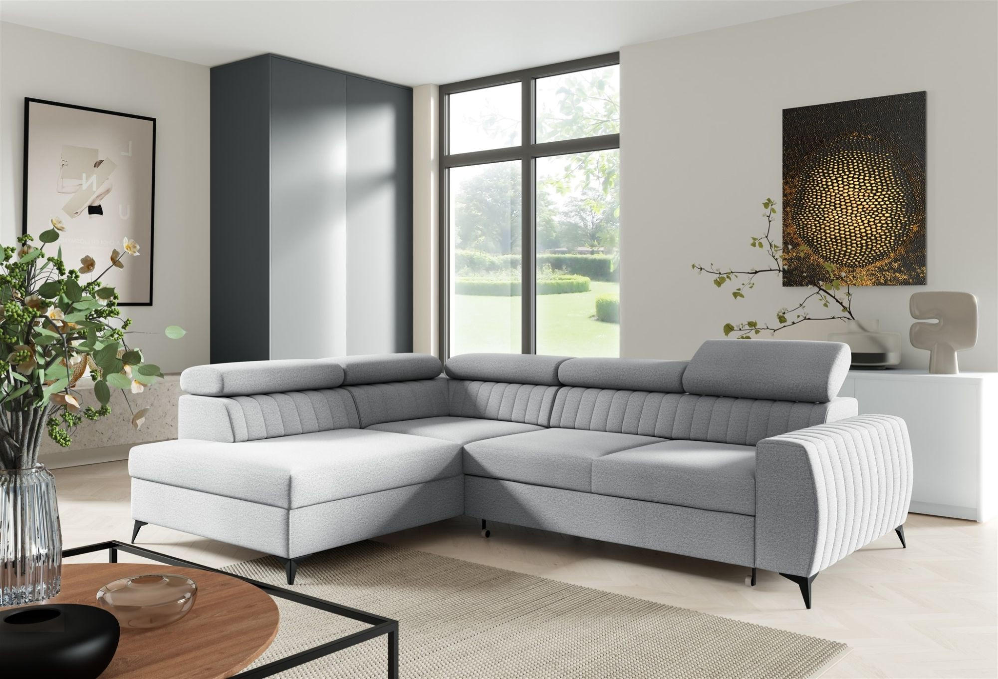 ECKSOFA Toronto - Hellgrau, Holzwerkstoff/Textil (270/200cm) - Fun Möbel