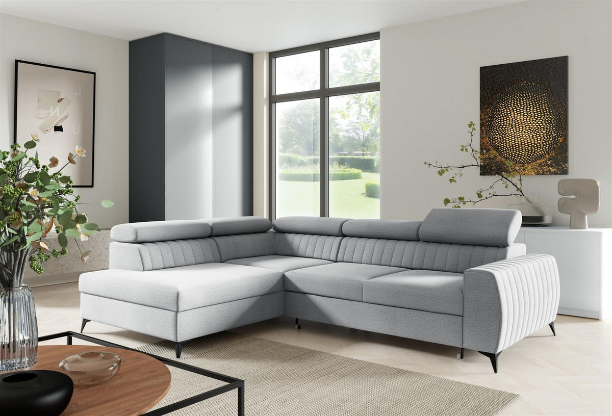 ECKSOFA Toronto - Hellgrau, Holzwerkstoff/Textil (270/200cm) - Fun Möbel