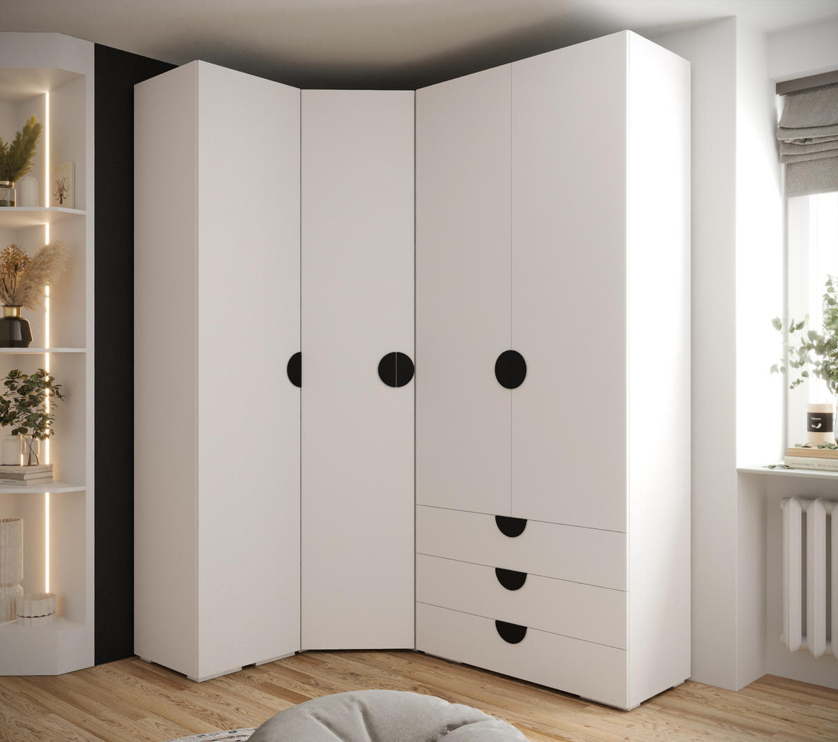GARDEROBEN-SET 236,7/181,7/47 - Schwarz/Weiß, Holz/Kunststoff (181.7/236.7/47cm) - Abiks Möbel