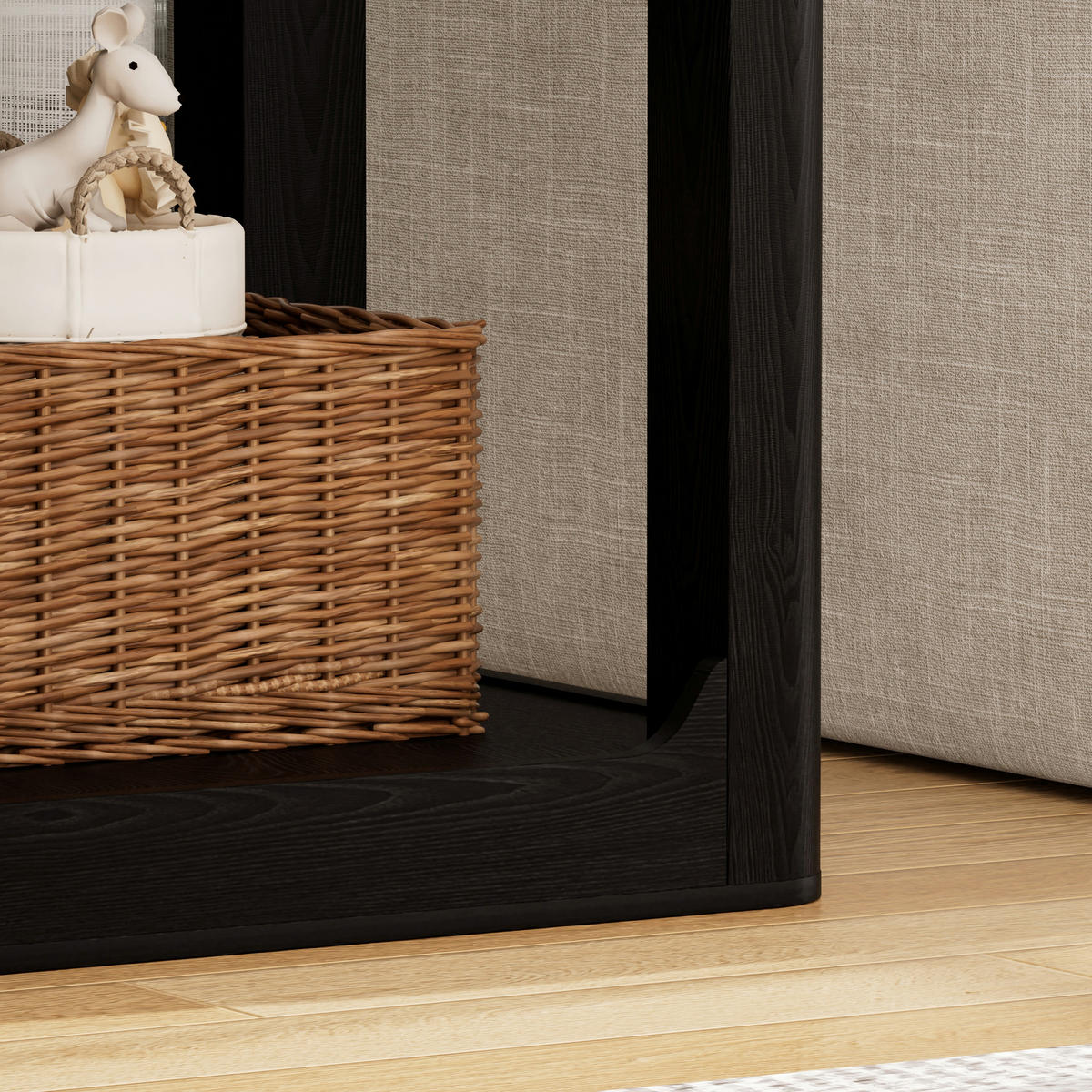 BEISTELLTISCH-SET DE-37279 2er-Set mit doppelstöckigem Stauraum Weiß - Schwarz, Holzwerkstoff (50/40/60cm) - ComfortXL