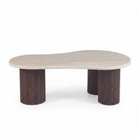 COUCHTISCH Lucano mit massiver Travertin Tischplatte und Tischbeinen in Säulenstil 140cm - Braun, Stein (80/140/45cm) - alesvelt