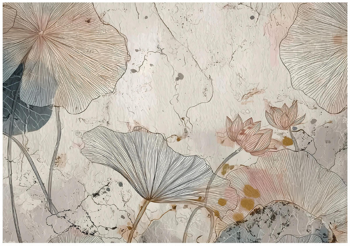 FOTOTAPETE Blumen Beton Beige 400x280 cm - Multicolor, Papier (400/280cm) - Wallarena